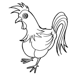 cartoon cute rooster coloring page vector
