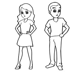 cartoon kid boy girl or human coloring page vector illustration
