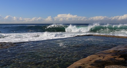 Wave breaking at Dee Why Point in Sydney Australia