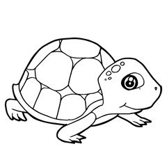 cartoon cute turtle coloring page vector illustration
