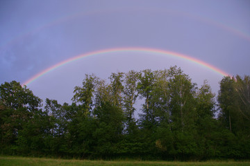 Naklejka premium Regenbogen in der Landschaft