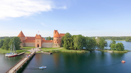 Obraz premium Aerial view of Trakai Castle, Lithuania
