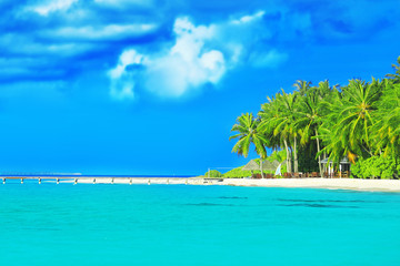 View of beautiful sea beach at tropical resort