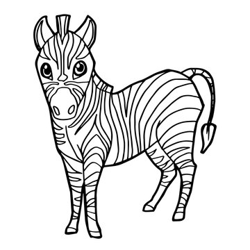 cartoon cute zebra coloring page vector illustration
