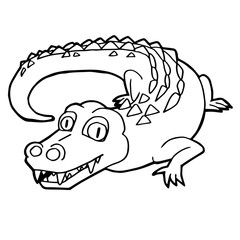 cartoon cute crocodile coloring page vector illustration
