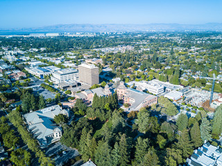 Aerial view of downtown Mountain View in California - Powered by Adobe