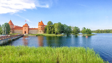 Fototapeta na wymiar Aerial view of Trakai Castle, Lithuania