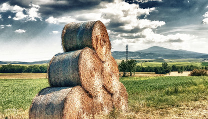 Hay Bales in Tuscany, Italy in spring season © jovannig