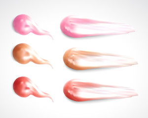 Collection of various Smears lipstick on white background.
