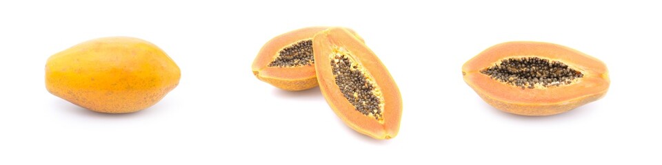 Ripe papaya isolated on white background