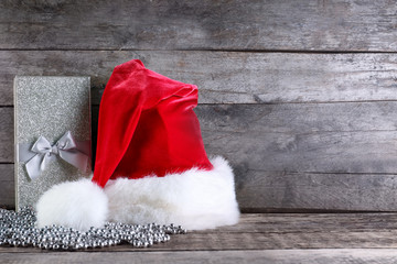 Obraz na płótnie Canvas Trendy Christmas decorations on wooden background