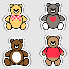 Set of Teddy Bear. Vector illustration for sticker, label, price tag or banner