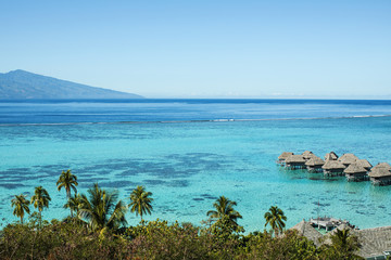 paysage de plage  tropicale, tahiti polynésie