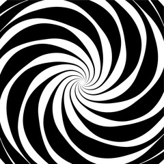 Original hypnotic spiral in the square. Decorative design background for vector background. Black and white
