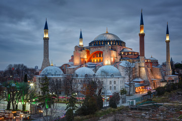 Fototapeta na wymiar Hagia Sophia on sunset, Istanbul