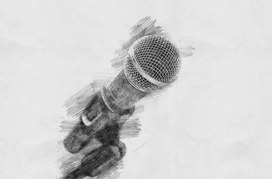 Microphone. Sketch With Pencil