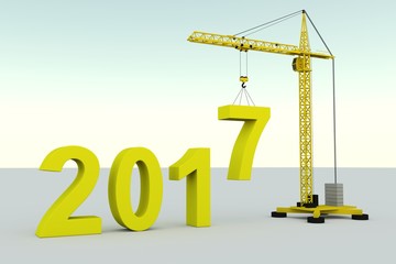 2017 concept building crane white background 3d illustration