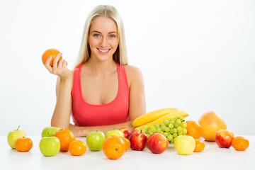 Woman with fruits