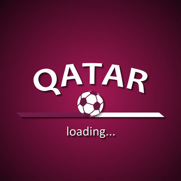 Qatar soccer loading bar - football inscription background for the World Championship and local premier league