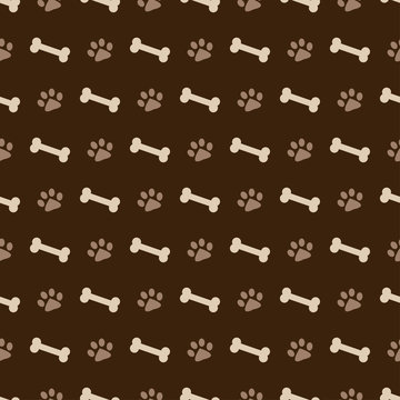pattern with dog footprints and bones