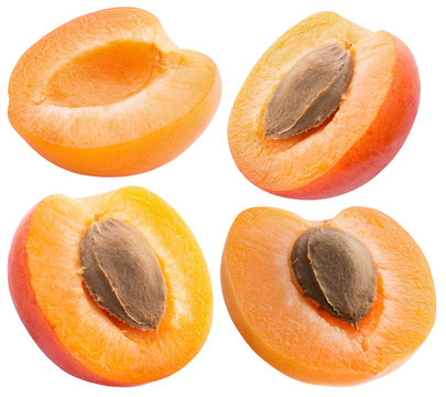 set of peaches isolated on a white background