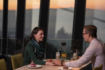 Couple on a romantic dinner at the restaurant