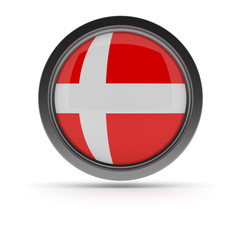 Obraz premium Steel badge with Danish flag, 3d rendering