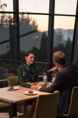 Couple on a romantic dinner at the restaurant