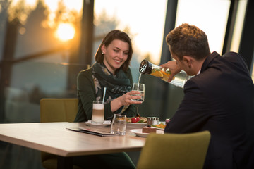Couple on a romantic dinner at the restaurant