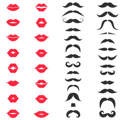 Set of hipster mustache on white background - obrazy, fototapety, plakaty
