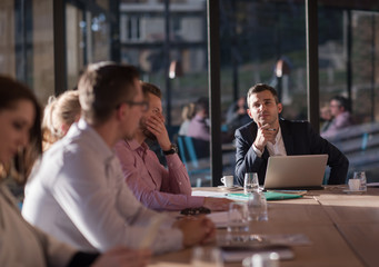 Business Team At A Meeting at modern office building