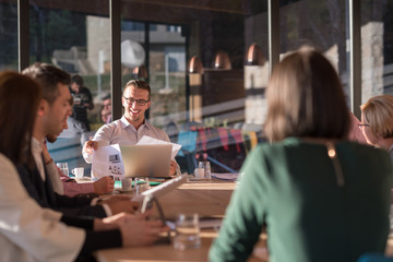 Business Team At A Meeting at modern office building
