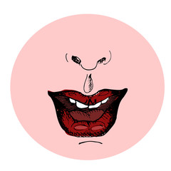 Fashion vector illustration. Red lips. Hand drawn sketch.
