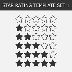 Fototapeta premium Vector star rating assessment. Black and white illustration. Template for web design.