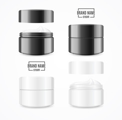 Realistic Cream Can Cosmetic Product Black and White. Vector