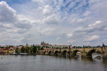 Fototapeta na wymiar Charles Bridge on the Vltava river in Prague, Czech Republic