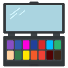 Eyeshadow palette cosmetics icon, vector illustration flat style design isolated on white. Colorful graphics