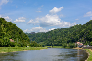 Fototapeta na wymiar Elbe River in the Bohemian Switzerland National Park, Czech Republic