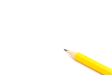 Yellow Pencil on white background. Copy space