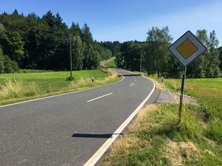 German Priority Road Sign in yellow and white