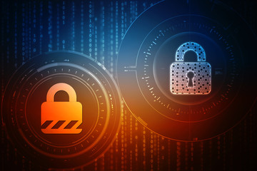 2d illustration Safety concept: Closed Padlock on digital background