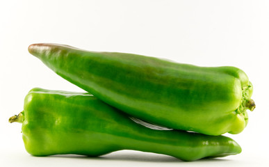 Green pepper on white background