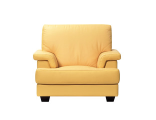Yellow sofa isolated on white background