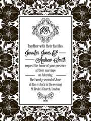 Elegant floral swirls, lacy pattern ornate frame