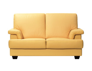 Yellow sofa isolated on white background