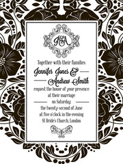 Elegant floral swirls, lacy pattern ornate frame