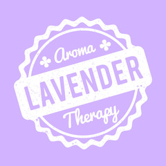 Lavender rubber stamp white on a lilac  background.