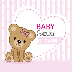 baby shower girl. Cute bear