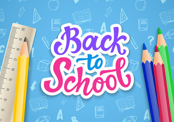 Back to school banner template with hand drawn ink modern calligraphy