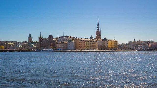 Time Lapse 4k of Stockholm city skyline in Sweden
